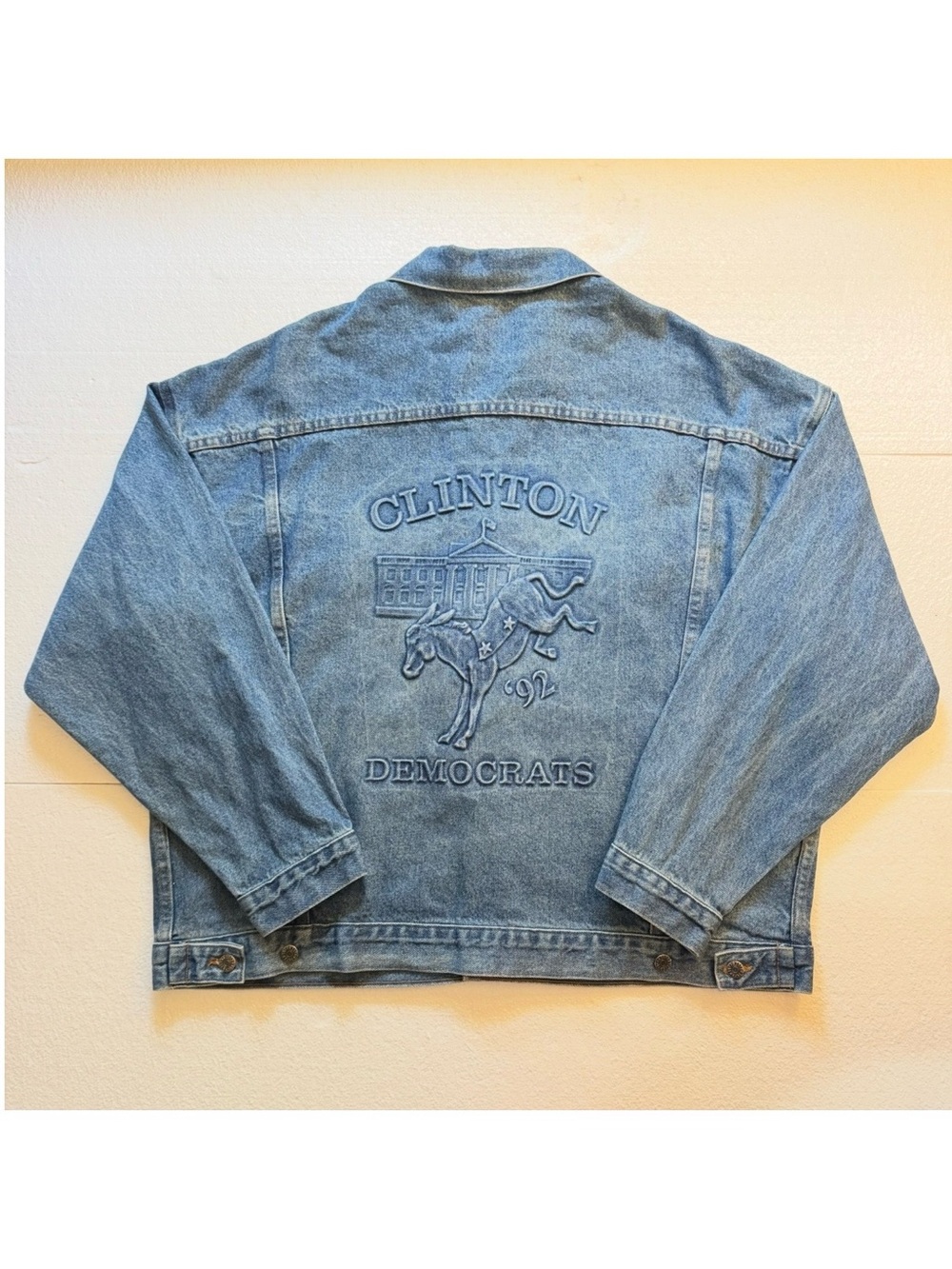 TYCA Clinton '92 Democrats Embossed Denim Jacket Men's 2XL